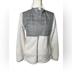 Faded Glory Jacket Womens White Gray Plush Long Sleeve Full Zip Size MED #5